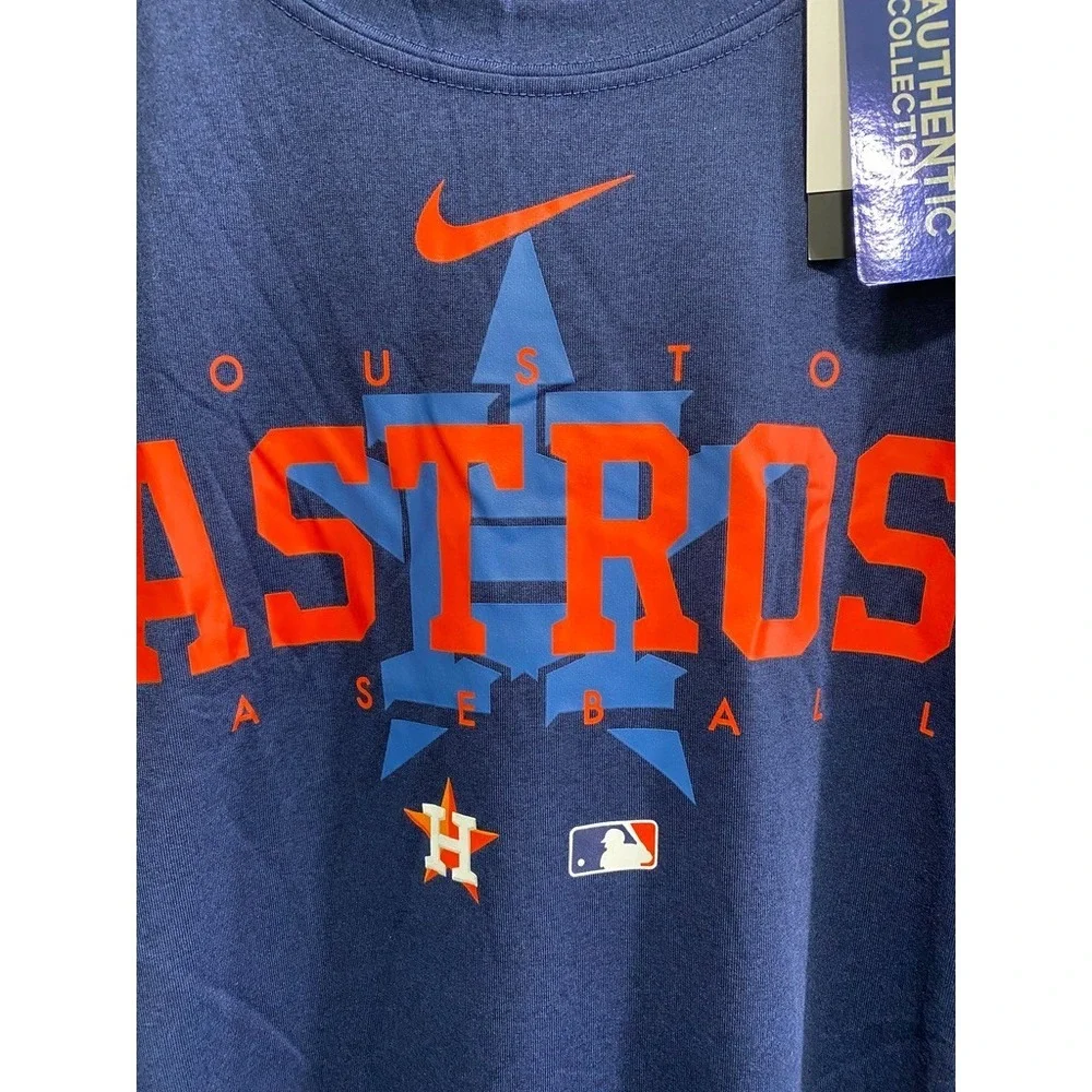 Nike Houston Astros Shirt Mens XXL Navy Blue Dri-FIT MLB Performance Long Sleeve